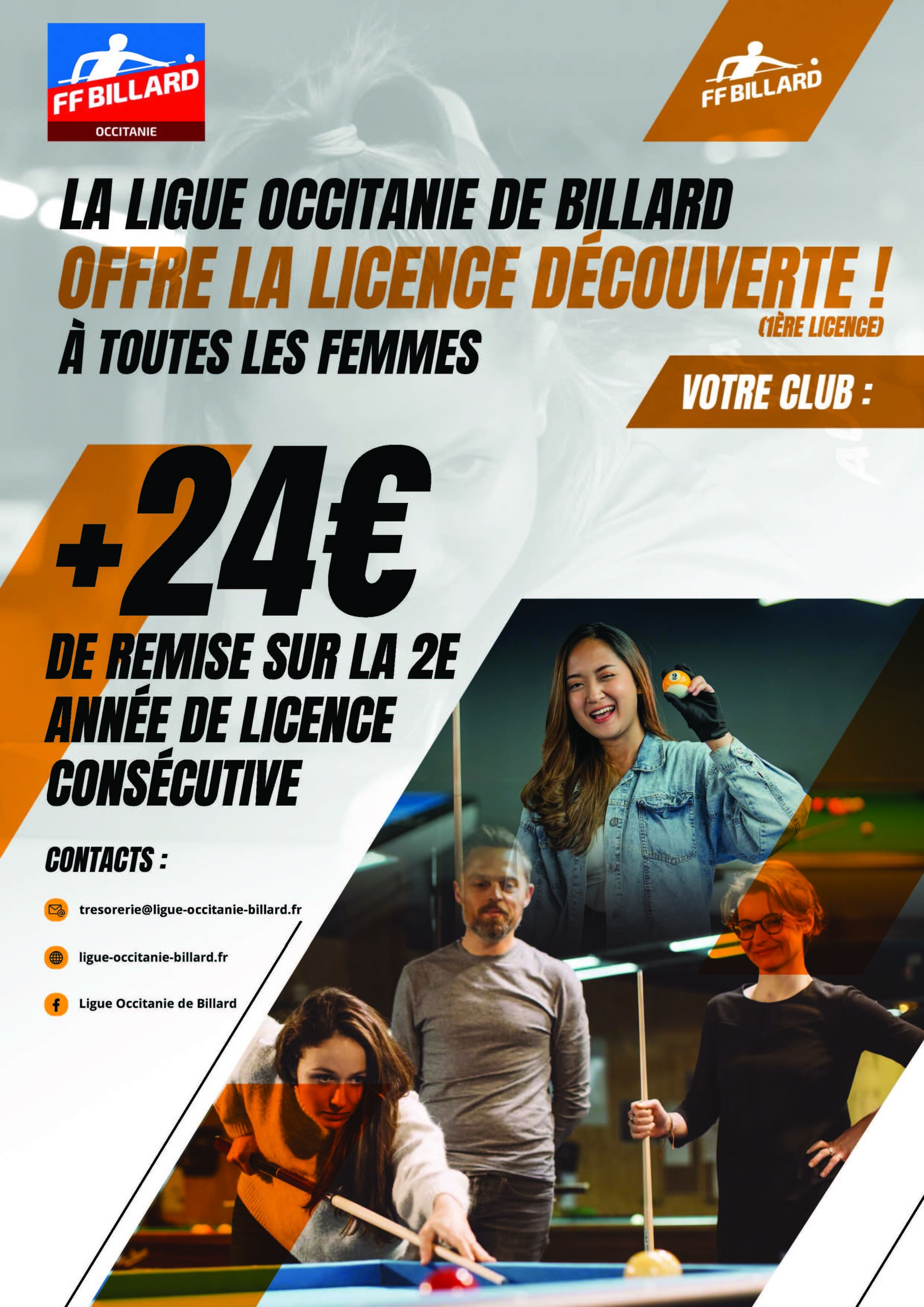 Les femmes à la Découverte du billard